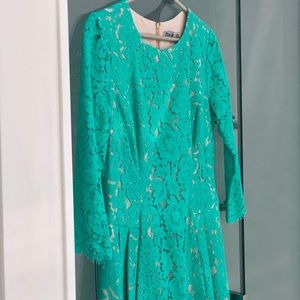 Eliza J Lace Pleated Fit & Flare Dress in Mint